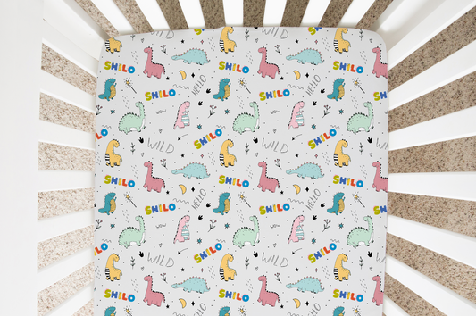 Dino Squad Personalized Crib Sheet