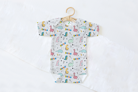 Dino Squad Personalized Name Baby Bodysuit