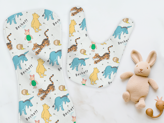 Storybook Pooh Burp Cloth & Bib