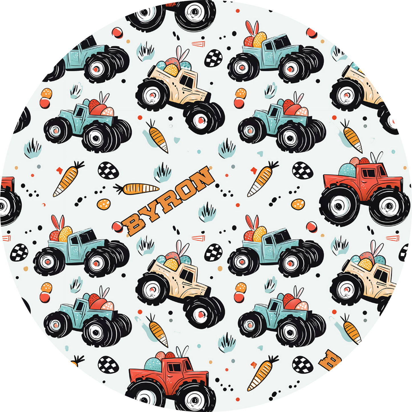 Easter Monster Trucks Personalized Baby Name Nursing Pillow Cover