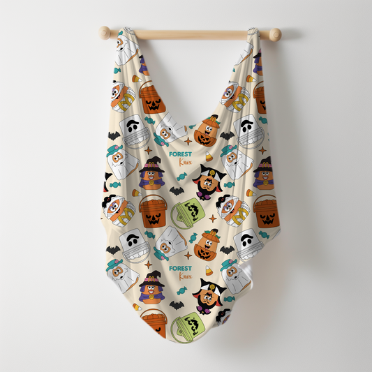 Boo Buckets Halloween Personalized Name Swaddle Blanket