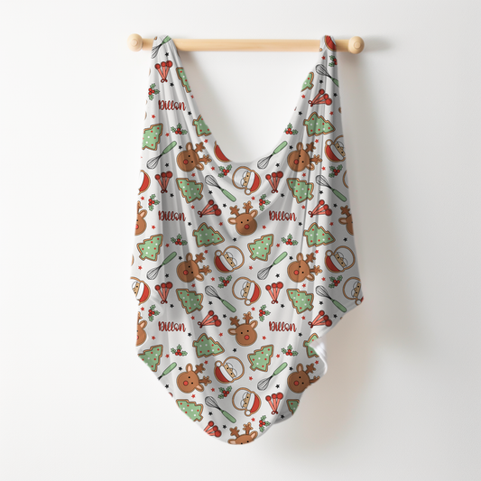 Christmas Cookie Time Personalized Name Swaddle Blanket