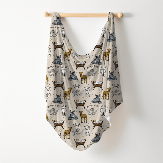 Holy Night Christmas Personalized Name Swaddle Blanket