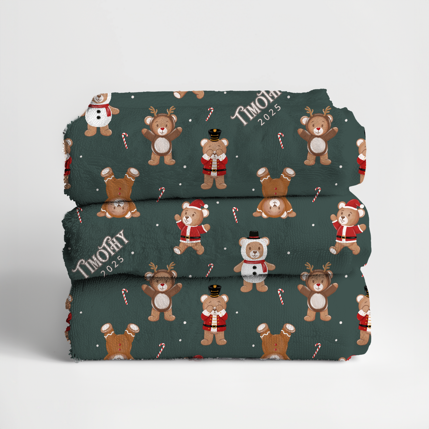 Teddy Bear Toyland Christmas Personalized Beach Towel