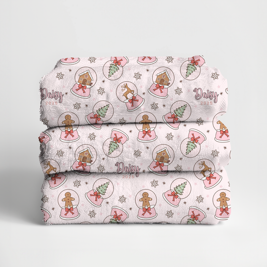 Snow Globes Christmas Personalized Beach Towel