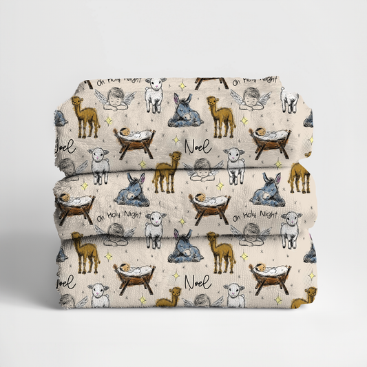 Holy Night Christmas Personalized Beach Towel