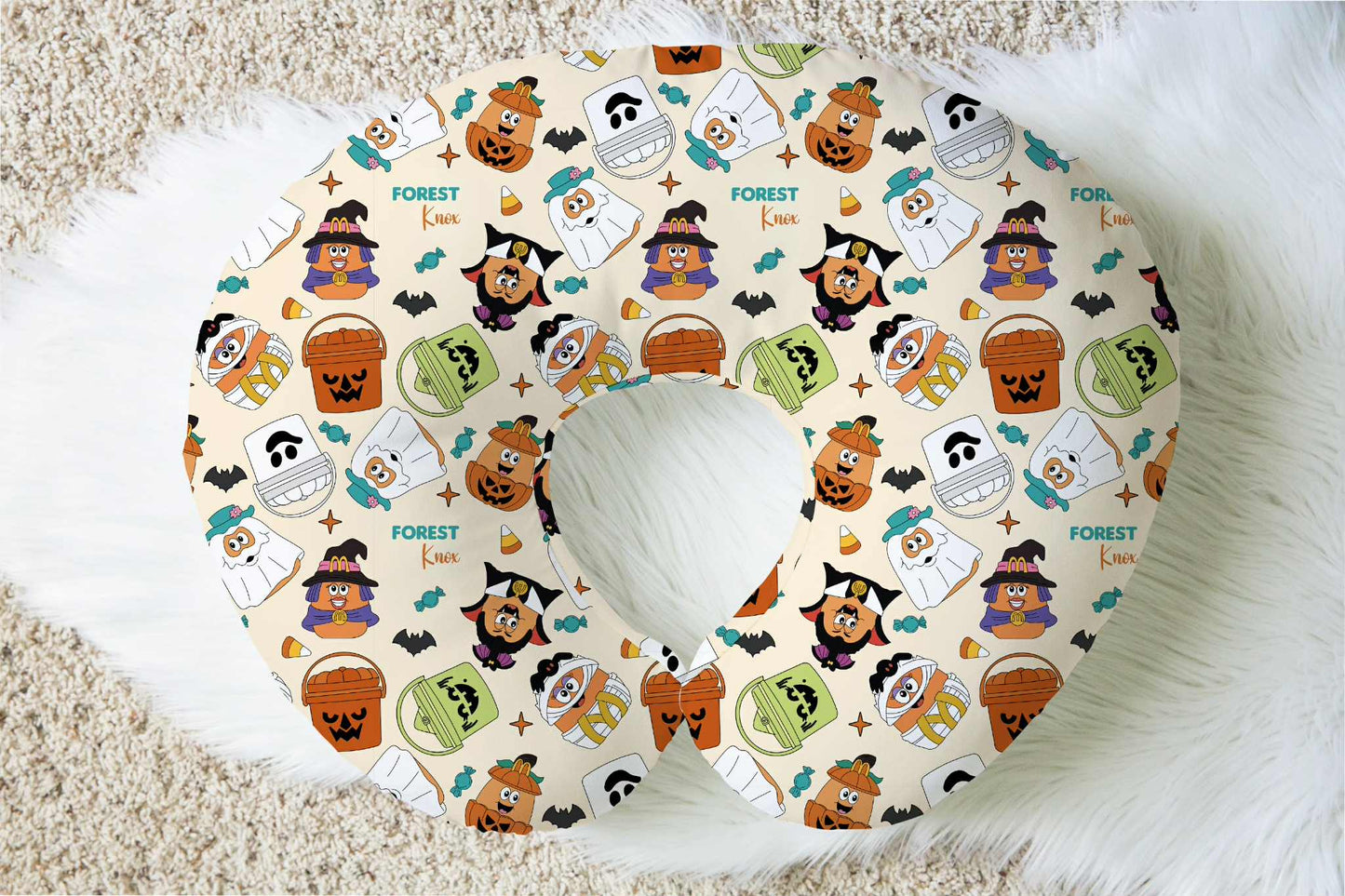 Boo Buckets Halloween Personalized Baby Name Nursing Pillow Cover