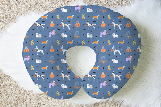 Halloween Pups Halloween Personalized Baby Name Nursing Pillow Cover