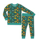 Cluck & Bloom Teal Trim Long Sleeve Jersey Jams – Two-Piece Loungewear Set