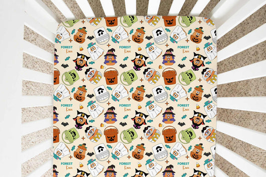 Boo Buckets Halloween Personalized Crib Sheet