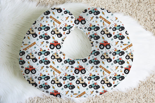 Easter Monster Trucks Personalized Baby Name Nursing Pillow Cover