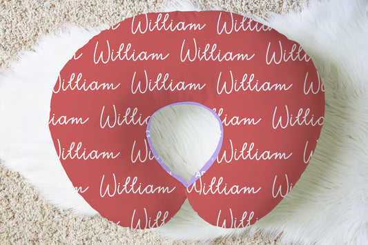 Solid Color Doodle Font Personalized Name Nursing Pillow Cover
