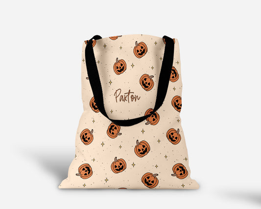 Pumpkin Personalized Halloween Oversized Trick Or Treat Bag