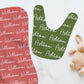 Solid Color Doodle Font Personalized Name Burp Cloth & Bib