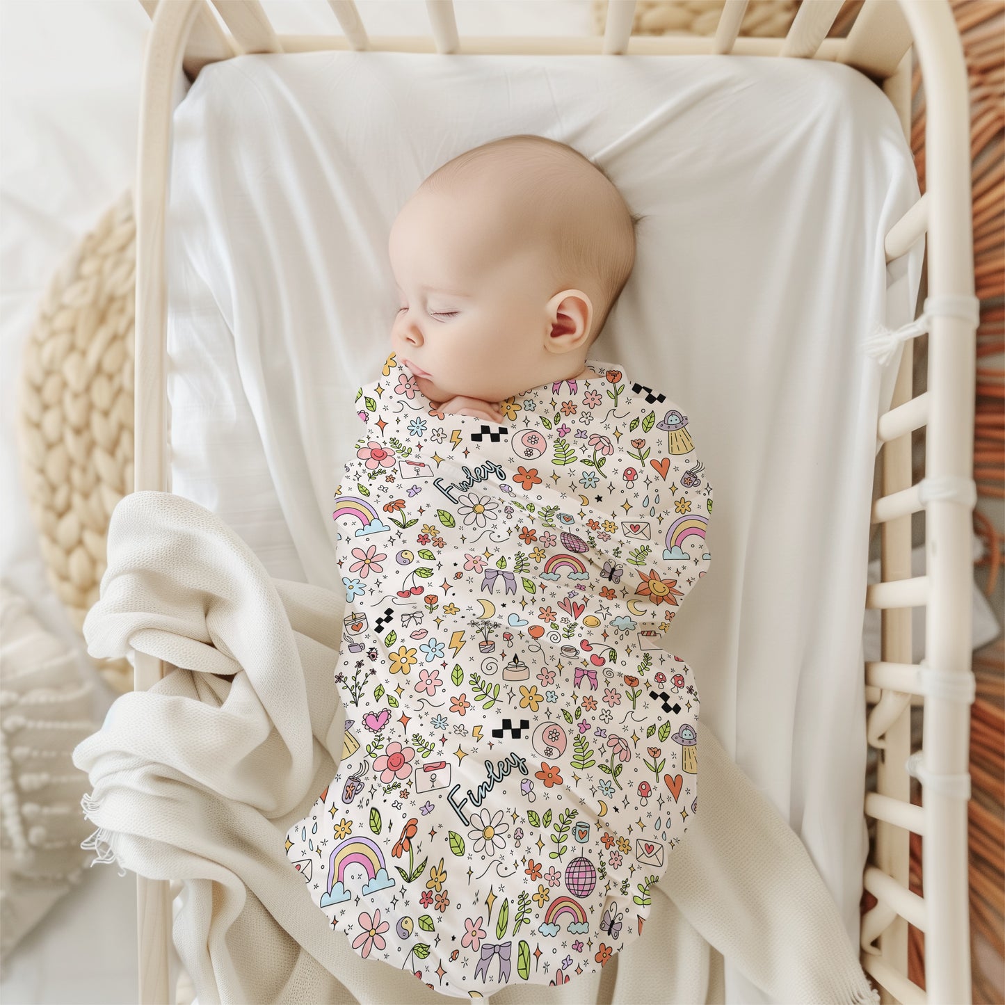 Girl Vibes Only Personalized Name Swaddle Blanket