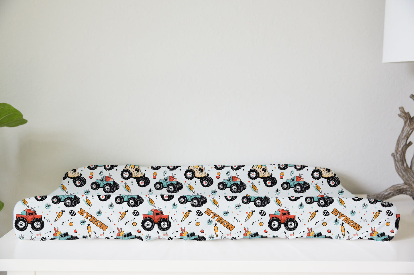 Easter Monster Trucks Personalized Changing Pad Cover