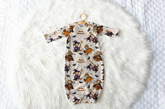 Monkey-Ween Halloween Personalized Name Infant Gown