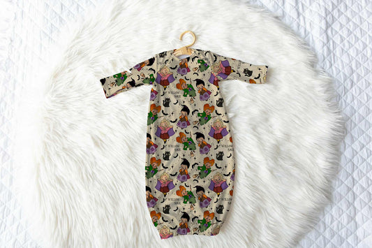 Little Witches Halloween Personalized Name Infant Gown