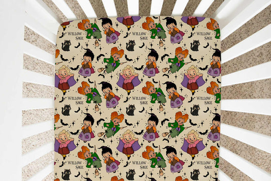 Little Witches Halloween Personalized Crib Sheet
