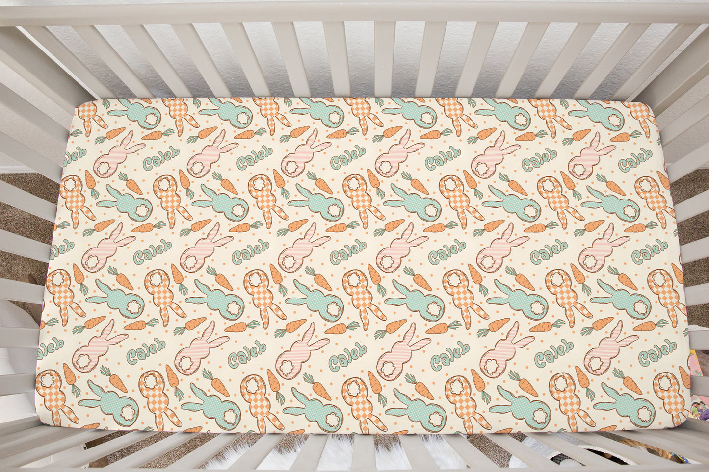 Easter Bunny Personalized Crib Sheet