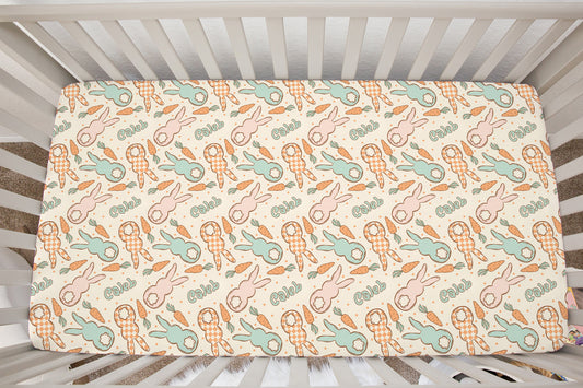 Easter Bunny Personalized Crib Sheet
