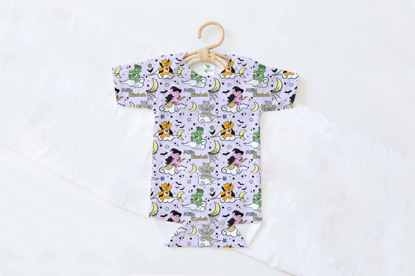 Scare Bears Halloween Personalized Name Baby Bodysuit