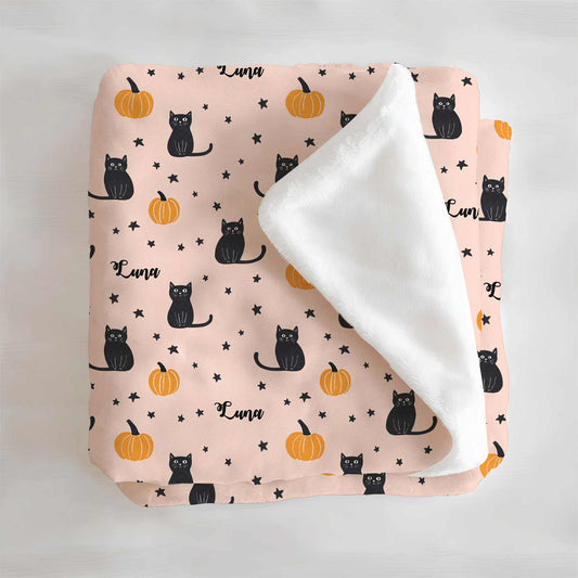 Purr-anormal Activity Halloween Personalized Minky Blanket