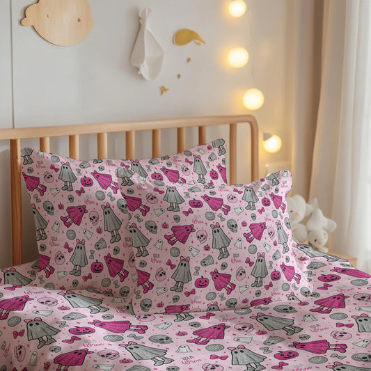 Scary Cute Halloween Build Your Own Personalized Twin Bedding Set – Sheets & Pillowcase Options