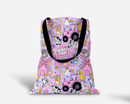Farm Buddies Personalized Tote Bag | Pink