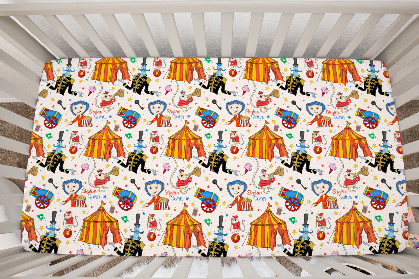 Button Eyes Personalized Crib Sheet