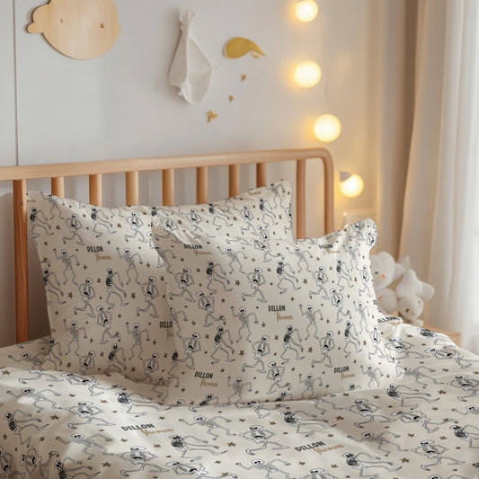 Spooky Scary Skeletons Halloween Build Your Own Personalized Twin Bedding Set – Sheets & Pillowcase Options