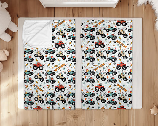 Easter Monster Trucks Personalized Minky Plush Nap Sack