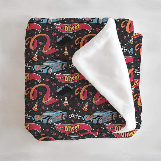 Let's Race Personalized Minky Blanket