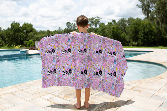 Farm Buddies Personalized Kids Beach Towel | Pink
