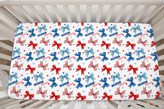 America The BOW-tiful Personalized Crib Sheet