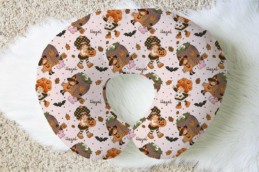 Autumn Stroll Halloween Personalized Baby Name Nursing Pillow Cover