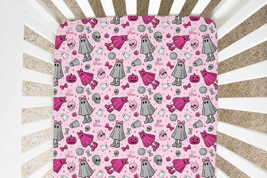 Scary Cute Halloween Personalized Crib Sheet