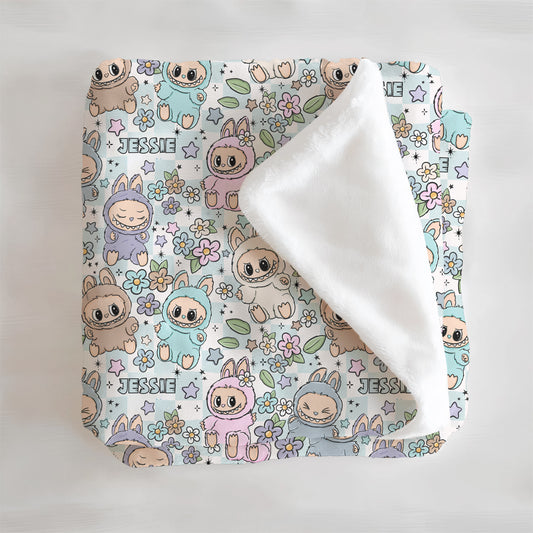Labubu Monsters Have a Seat Personalized Minky Blanket