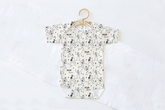 Spooky Scary Skeletons Halloween Personalized Name Baby Bodysuit