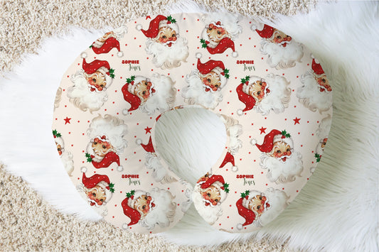 Old Saint Nick Christmas Personalized Baby Name Nursing Pillow Cover