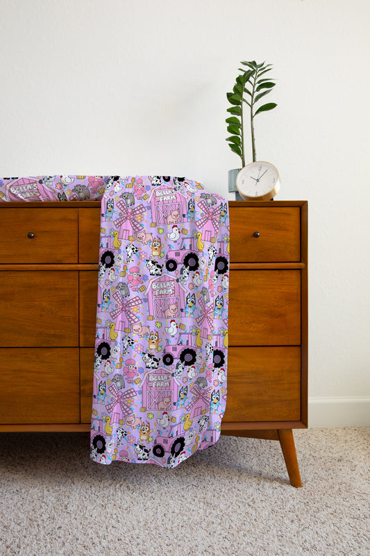 Farm Buddies Personalized Name Swaddle | Pink