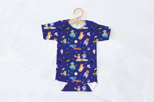 Sleepytime Pups Personalized Name Baby Bodysuit