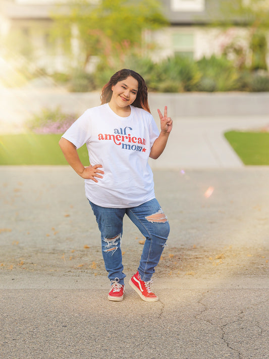 All American Mom Women's Graphic Tee | White