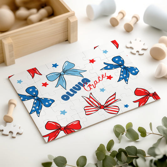 America The BOW-tiful Kids Personalized 30 Piece Puzzle