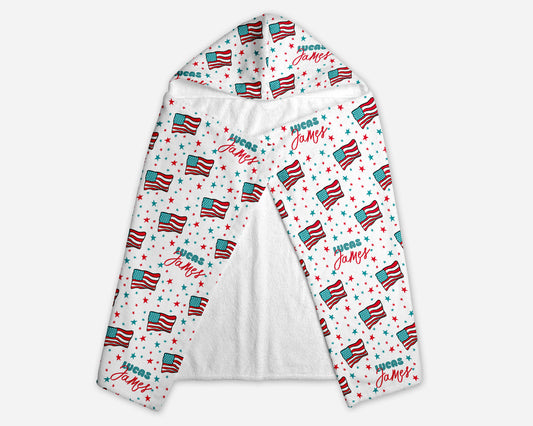Land Of The Free Personalized Hooded Towel