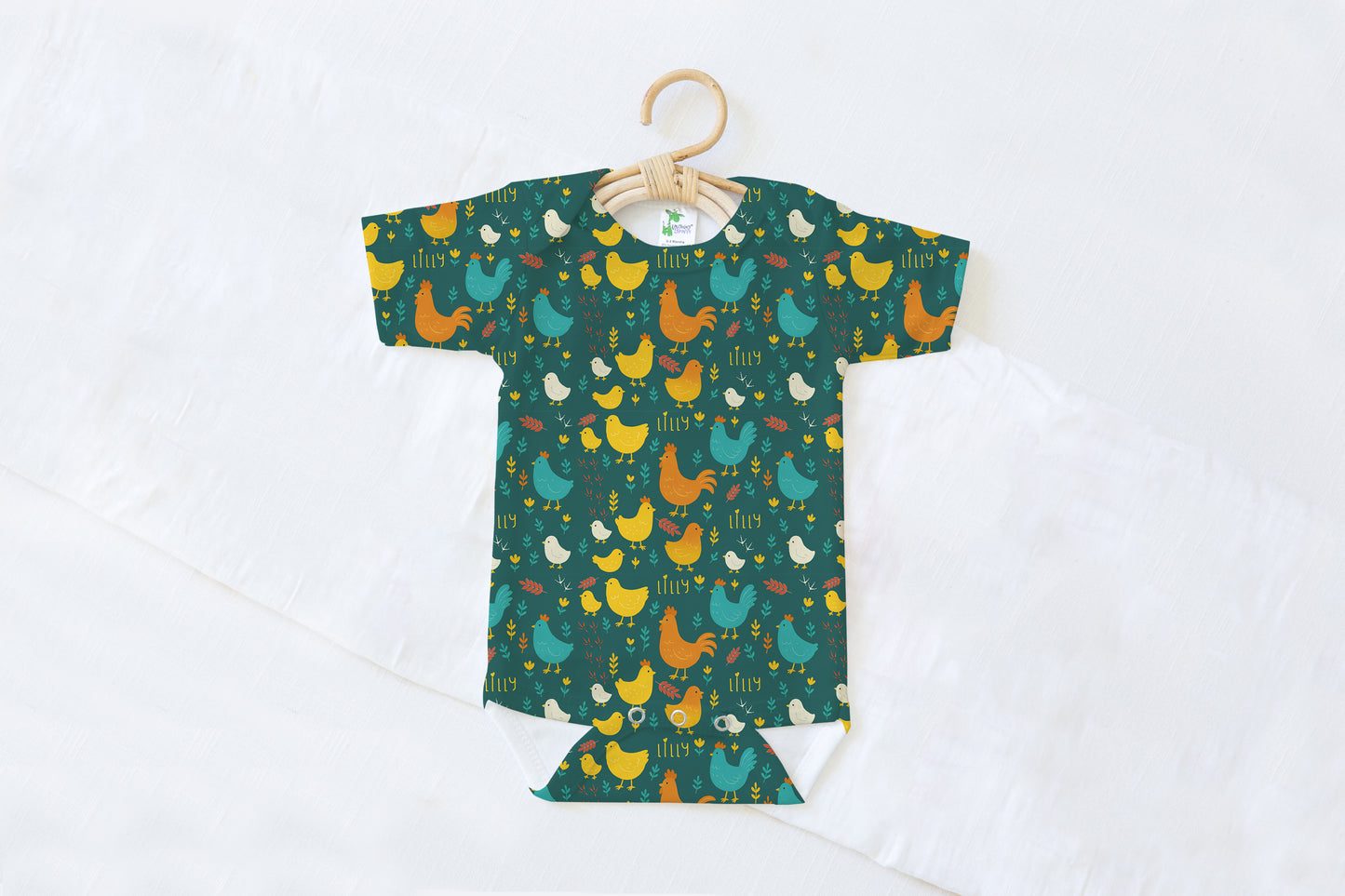 Cluck & Bloom Personalized Name Baby Bodysuit
