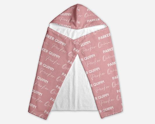 Solid Color Script & Block Font Personalized Hooded Towel