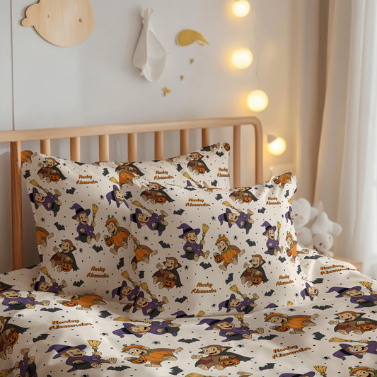 Monkey-Ween Halloween Build Your Own Personalized Twin Bedding Set – Sheets & Pillowcase Options