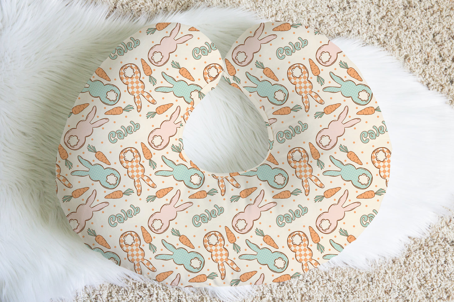Easter Bunny Personalized Baby Name Nursing Pillow Cover