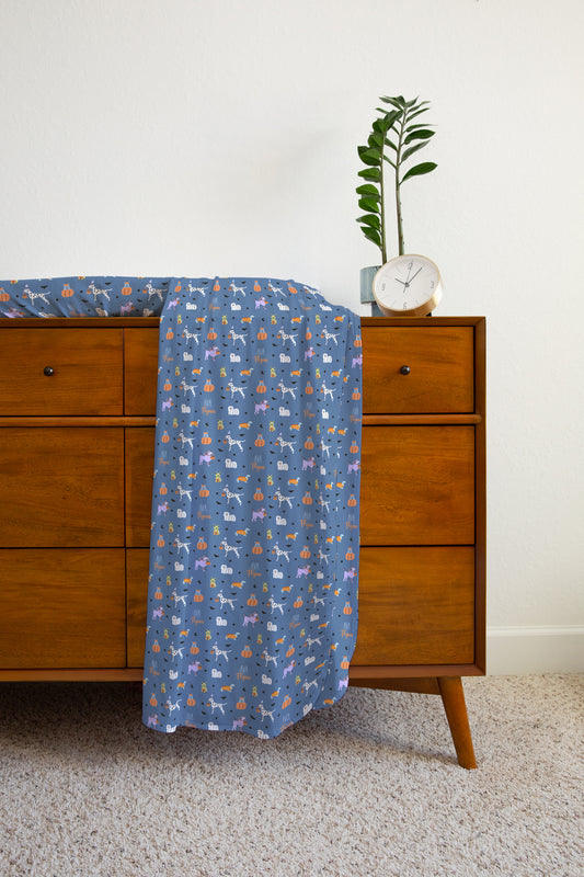 Halloween Pups Personalized Name Swaddle Blanket